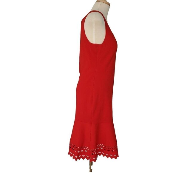 Ann Taylor Petites Knit Sheath Dress Hemline Cutouts Timeless Womens PS Red - Picture 6 of 9